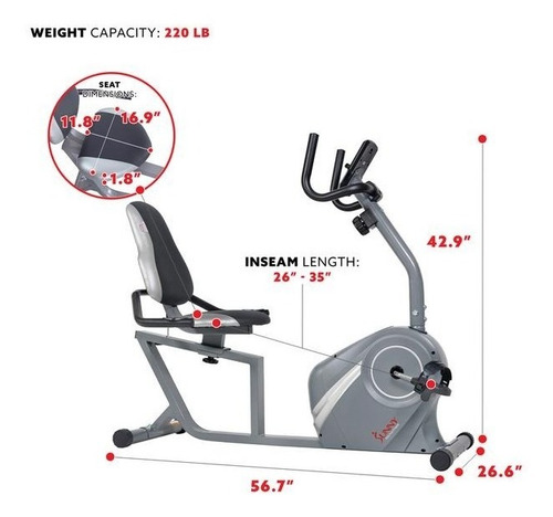 Sunny Bicicleta Recumbente Con Asiento De Apoyo Sf-rb4876