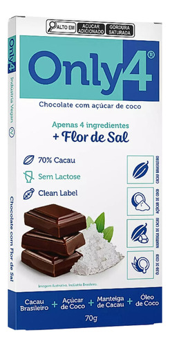 Chocolate 70% Cacau Com Flor De Sal 70g - Only4