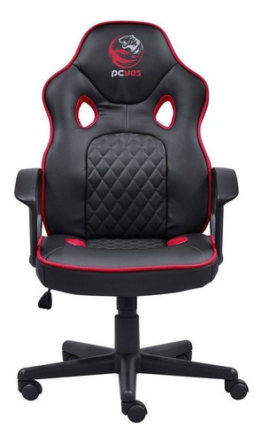 Cadeira de escritório Pcyes Mad Racer STI Master gamer ergonômica  preta e vermelha com estofado de mesh