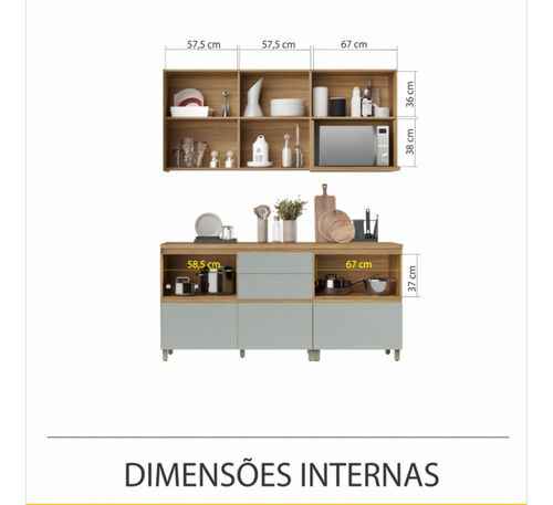 Cozinha 4 Peças Modular Nesher Rainha Ripado 100% Mdf