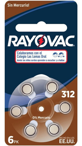 Pila Para Audifonos Rayovac 312 - Caja De 60 Pilas
