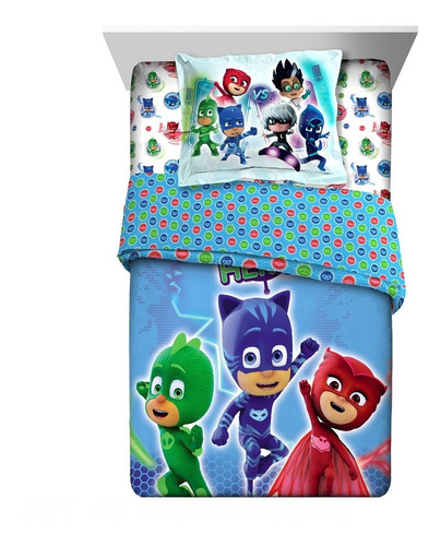 Edredón Con Funda, Cubrelecho Heroes En Pijamas, Pj Masks.