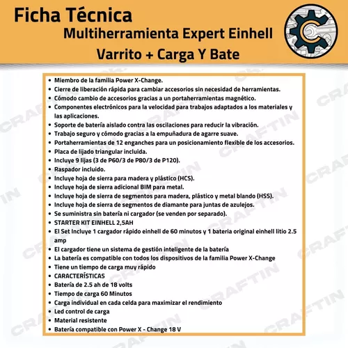 Multiherramienta Expert Einhell Varrito + Carga Y Bate