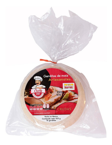 Gorditas De Maíz Artesanales Y Crudas Charly Chef Paquete Con 10 Piezas 420g