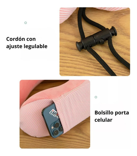 Cojín Para Cuello Modelo Rayado Ajustable Para Viajes Largos