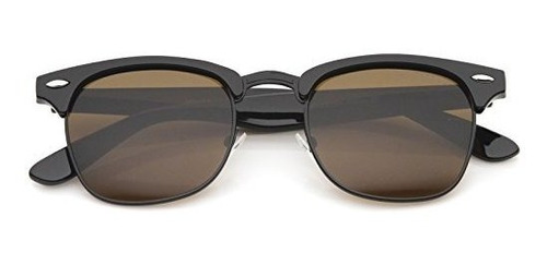 Premium Half Frame Horn Rimmed Sunglasses With Metal Rivets