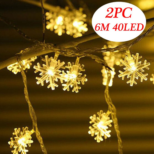 6m Navidad Copos De Nieve Led Cadena De Hadas Luz De La Fies