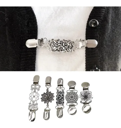 5x Mujeres Cardigan Suéter Clip Blusa Chal Broche Camisa