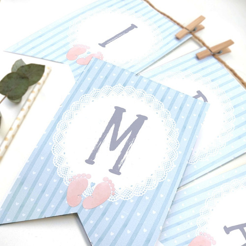 Imagen 7 de 8 de Kit Imprimible Bautismo Baby Shower Bebé Piecitos Huellita
