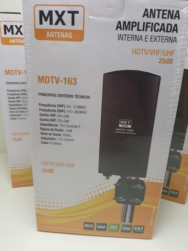 Antena Digital Hdtv Interna E Externa Amplificada Mdtv-163