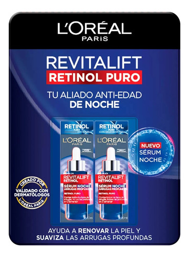 L'oréal Revitalift Retinol 2 Sérums Noche Arrugas Profundas Tipo De Piel Todo Tipo De Piel