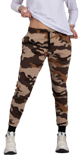 Pantalon Babucha Jogging Camuflado C Puño Algodon Mujer A66