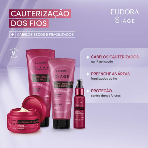 Kit 2 Shampoo Reconstrução Cauterização Secos 250ml Eudora