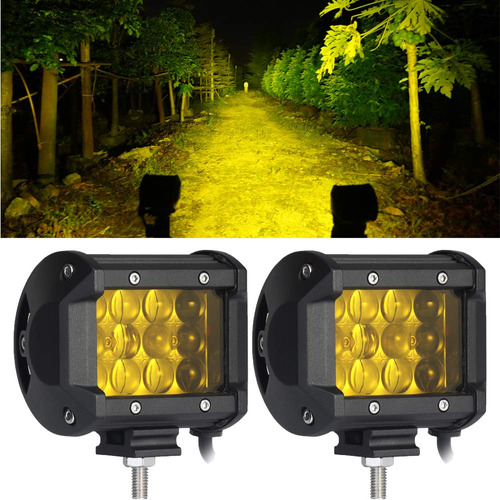 2 Barra Luz Led Lente 4d 4  36 W Triple Amarillo Ambar Haz