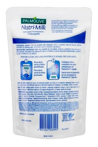 Imagem 3 de 3 de Sabonete Líquido Palmolive Nutri-milk Refil Com 200ml