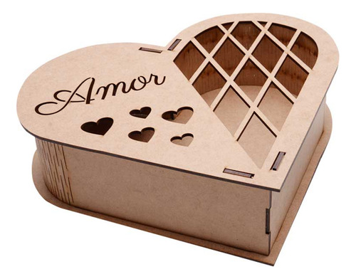 Imagem 4 de 6 de Caixa Coração Mdf Amor P 19,5x15x5cm Hot Pink