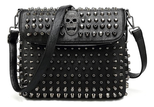 Bolso Dama Piel Vegana Scarleton Con Calaveras Gotica