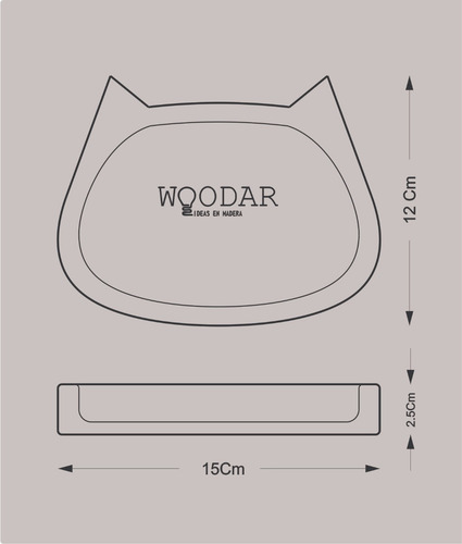 Imagen 7 de 7 de Plato Comedero Para Gatos Diseño Plano - Madera -12x15x2,5