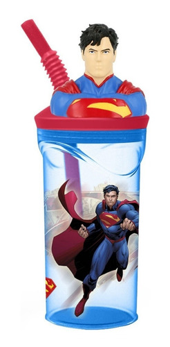 Vaso Infantil Superman Estatuilla Con Pajita Marvel Taza