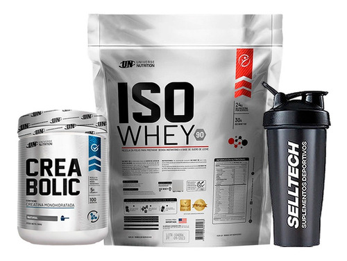 Pack Un Iso Whey 90 3kg Chocolate + Creabolic 500gr