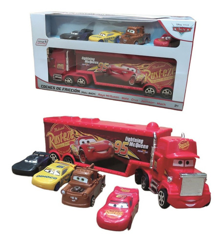 Cars Mack Trailer Nodriza 4 Carros De Fricción Rayo Mcqueen