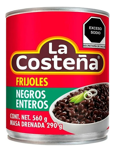 10 Pzas Frijoles Negros La Costeña Enteros 560 G