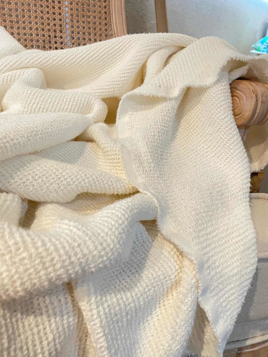 Manta Pie De Cama Greta Wafle De Algodón 180cm