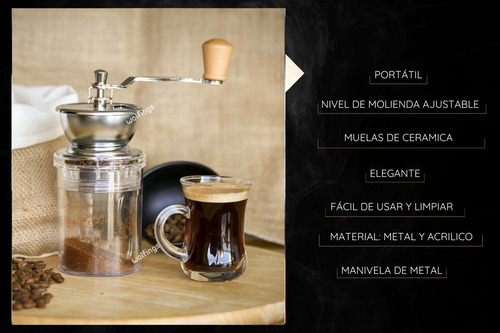 Imagen 8 de 10 de Molinillo Cafe Manual Con Muelas Granos Semillas Premium