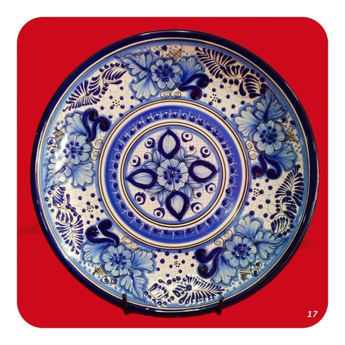 Imagen 9 de 10 de Plato De Talavera Poblana Azul 30 Cm Envío Gratis Hoy! Plt