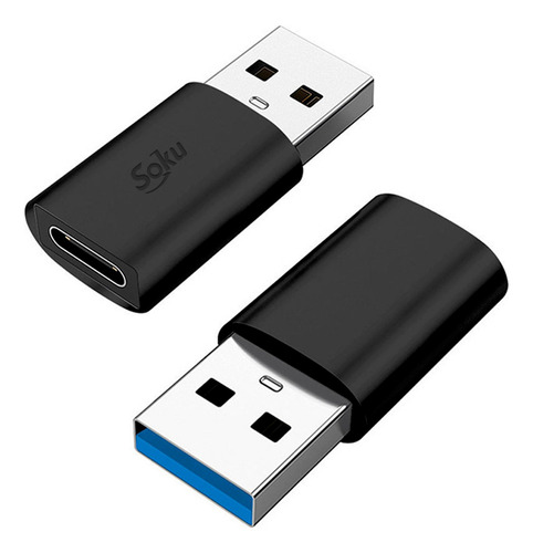 Adaptador Usb 3.0 Tipo C Hembra A Usb Macho Veloz 10 Gbps Negro
