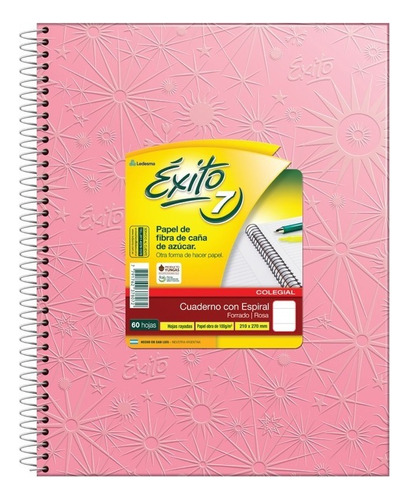 Cuaderno Exito E7 Espiralado 60 Hojas Rayado Rosa