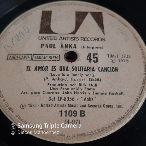 Simple Paul Anka United Artists Records  C19