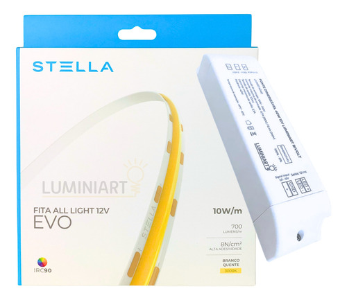 Fita Led Stella 10w/m Irc90 5m + Fonte Dimerizável Luz Branco-quente 3000k Tensão De Operação