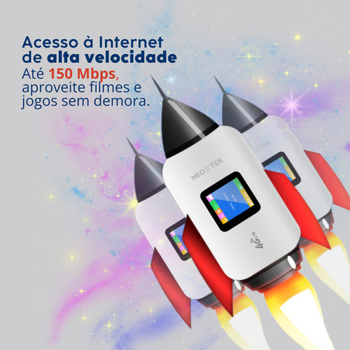 Modem Roteador 4g Chip Sim Portátil Wifi Desbloqueado Para Todas As Operadoras Internet Sem Fio Rápido Estável Compacto Leve Via 3g E 4g Suporte Multiusuário Wifi Seguro Neoxtek