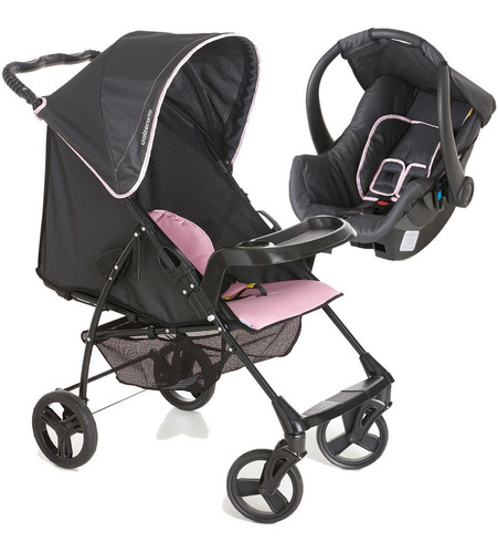 Kit Carrinho De Bebê Romano Galzerano E Bebê Conforto Rosa