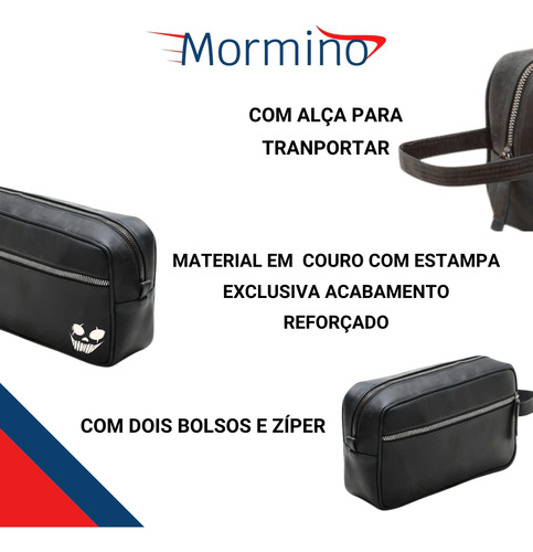 Nécessaire Executiva Masculina Premium Preta Com Estampas