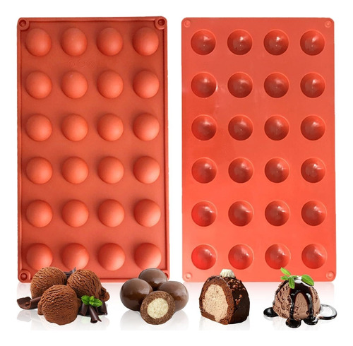 2 Pcs Molde De Silicona Circular Chocolate,mini 24 Cavidades