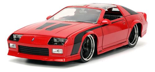 1985 Chevy Camaro Rojo Con Rayas Negras Bigtime Muscle Serie