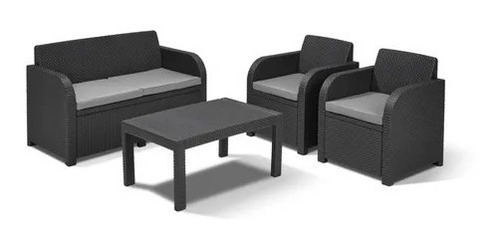 Keter Carolina Rattan Set 4 Unidades Sofa Sillon Mesa Jardin