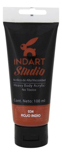 Pintura Acrilica Alta Viscosidad Indart Studio 100ml Colores Color Rojo Indio