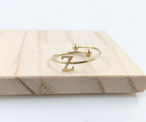 2 Uds De Anillos Con Inicial Acero Inoxidable Vie Or Z Ajustable