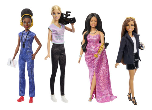 Conjunto 4 Barbie Profissões Mulheres Do Cinema Mattel Hrg54
