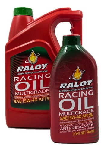 Aceite Raloy Multigrado 15w40 Api Sl Gasolina Diesel 6 Litro