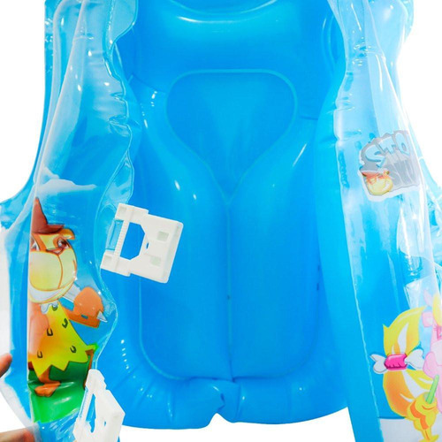 Colete Azul Infantil Inflável Fecho Frontal Duplo Segurança