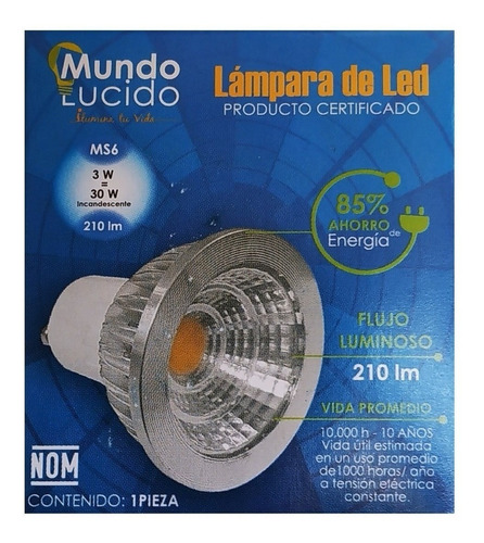 Imagen 7 de 7 de Foco Led 3w Dicroico Para Base Mr16 Gu10 Aluminio Oferta Bb3