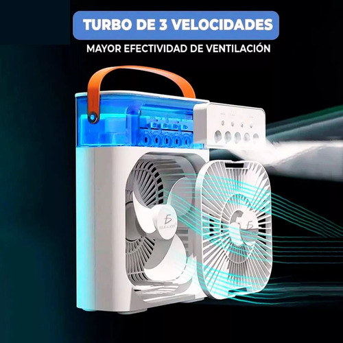 Ventilador Humidificador De Escritorio Con Luz Led - 2 En 1 Negro