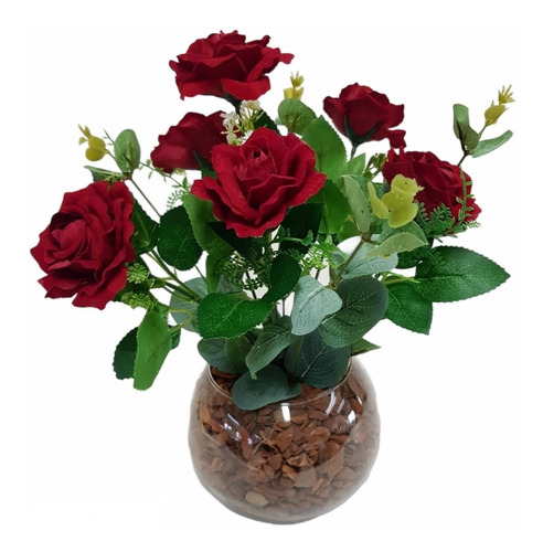 Arranjo De Flores Artificiais Com Rosas Vermelhas Presente | Parcelamento  sem juros