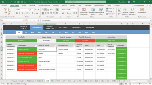 Planilha De Orçamento Pessoal E Familiar 4.0