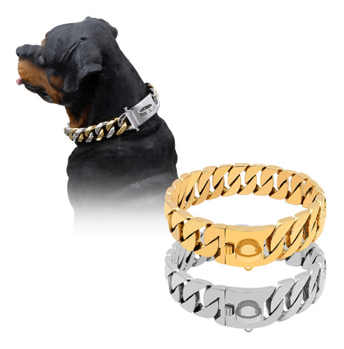 Collar De Trabajo Pitbull Dog - Plata Oro