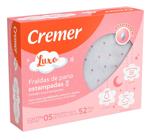 Imagem 1 de 1 de Fralda Luxo Estampa Feminina Pc Com 5 Unidades Cremer